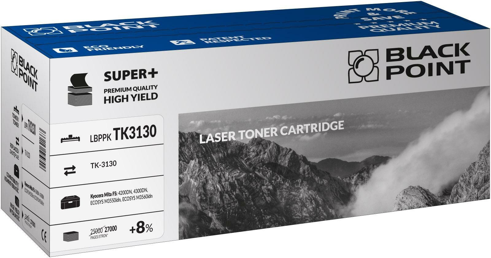 Toner laserowy Black Point Super Plus LBPPKTK3130 widok pod kątem na opakowanie