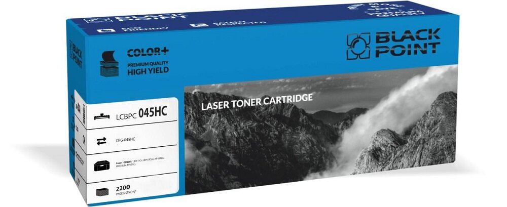 Toner laserowy Black Point LCBPC045HC widok pod kątem na opakowanie