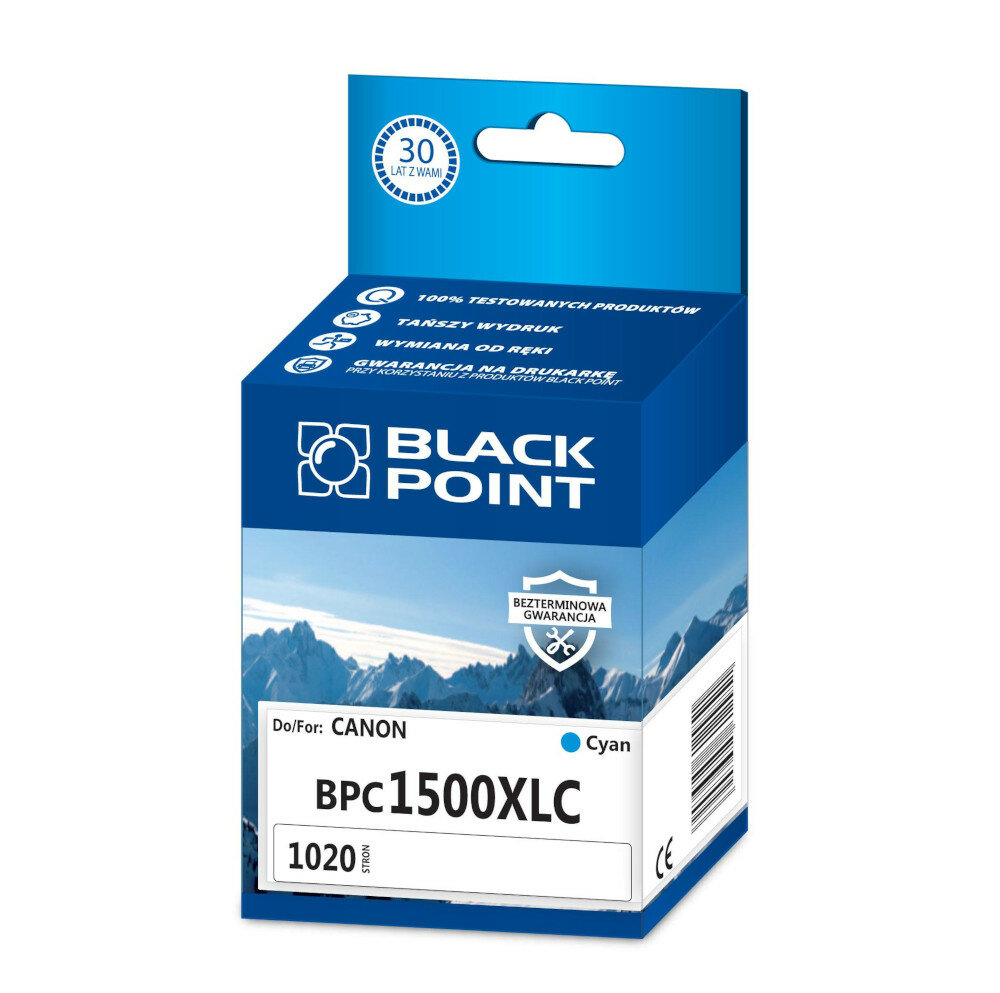 Kartridż atramentowy Black Point BPC1500XLC błękitny cyan frontem