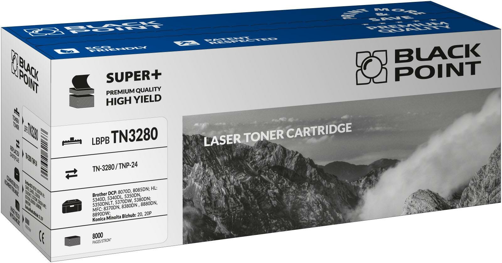 Toner laserowy Tone Black Point S+ (Brother TN-3280) widokna opakownie przodem