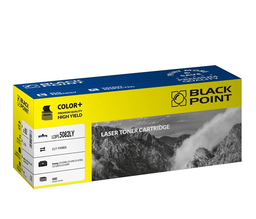 Toner laserowy Black Point LCBPS5082LY widok pod kątem na opakowanie