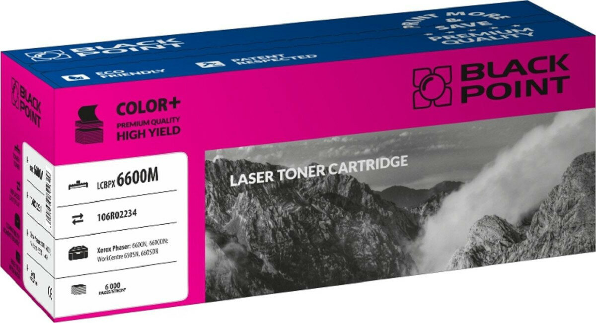 Toner laserowy Black Point LCBPX6600M widok pod kątem na opakowanie