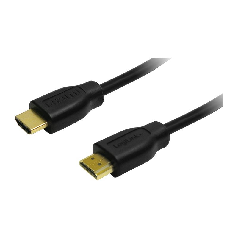 Kabel HDMI Logilink CH0076 High Speed z Ethernet 20 cm czarny widok na pozłacane styki