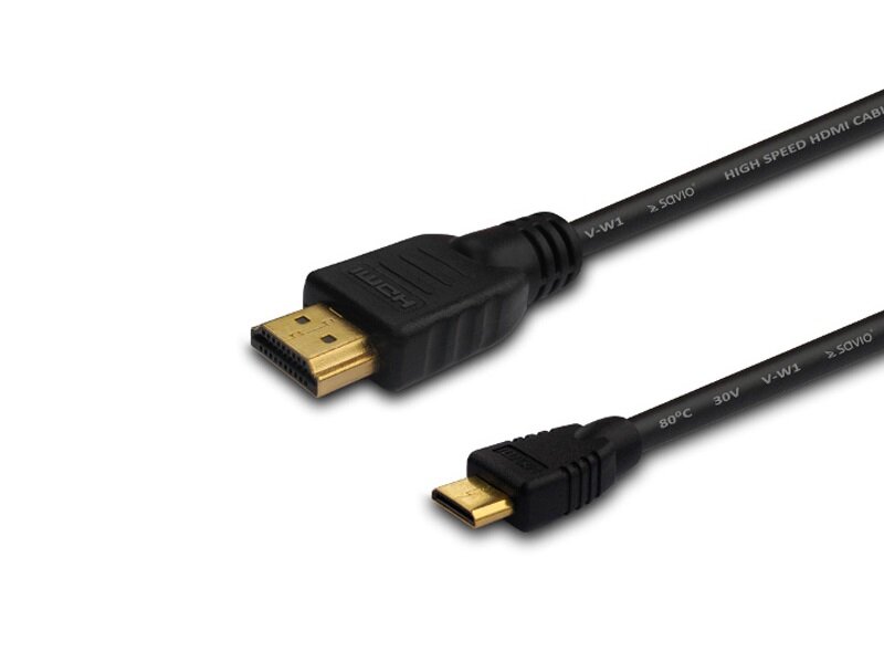 Kabel HDMI - mini HDMI Savio CL-09 widok na dwie końcówki pod skosem