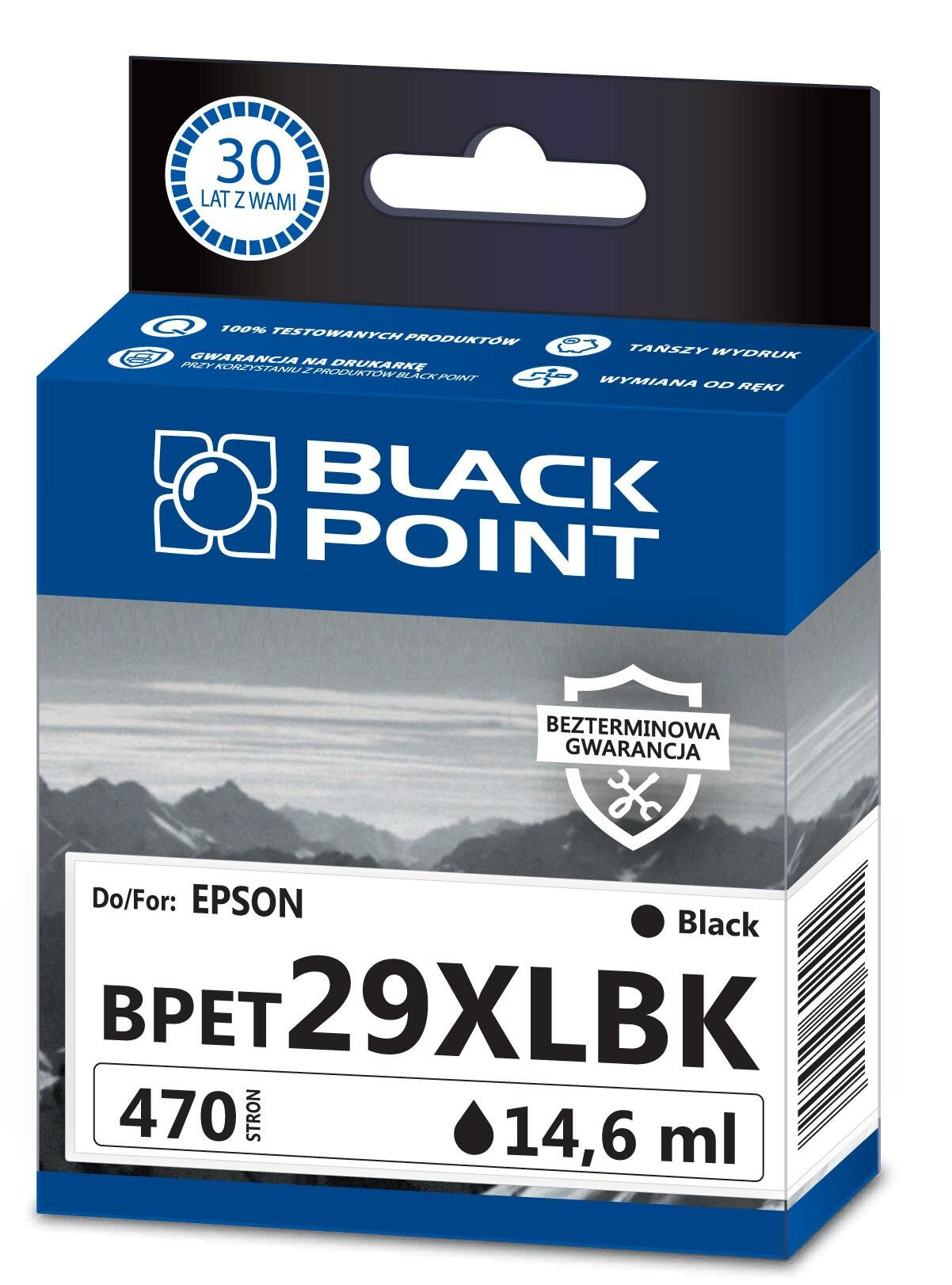 Kartridż atramentowy Black Point BPET29XLBK czarny frontem 