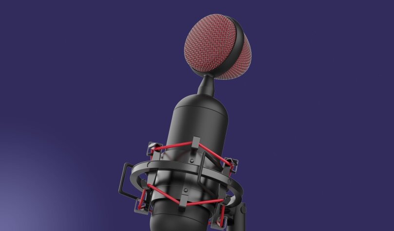 Mikrofon Trust GXT 244 Buzz Streaming mikfofon na niebieskim tle