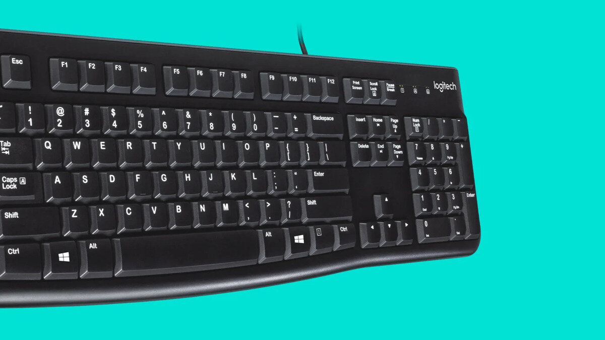 Klawiatura Logitech K120 Corded Keyboard z bliska pokazane klawisze