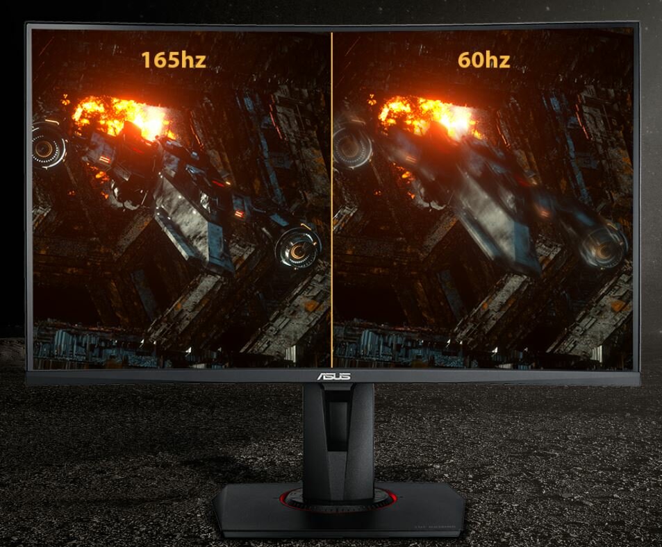 Monitor Asus TUF Gaming Curved VG27VQ 165 Hz prezentacja odświeżania 165 Hz
