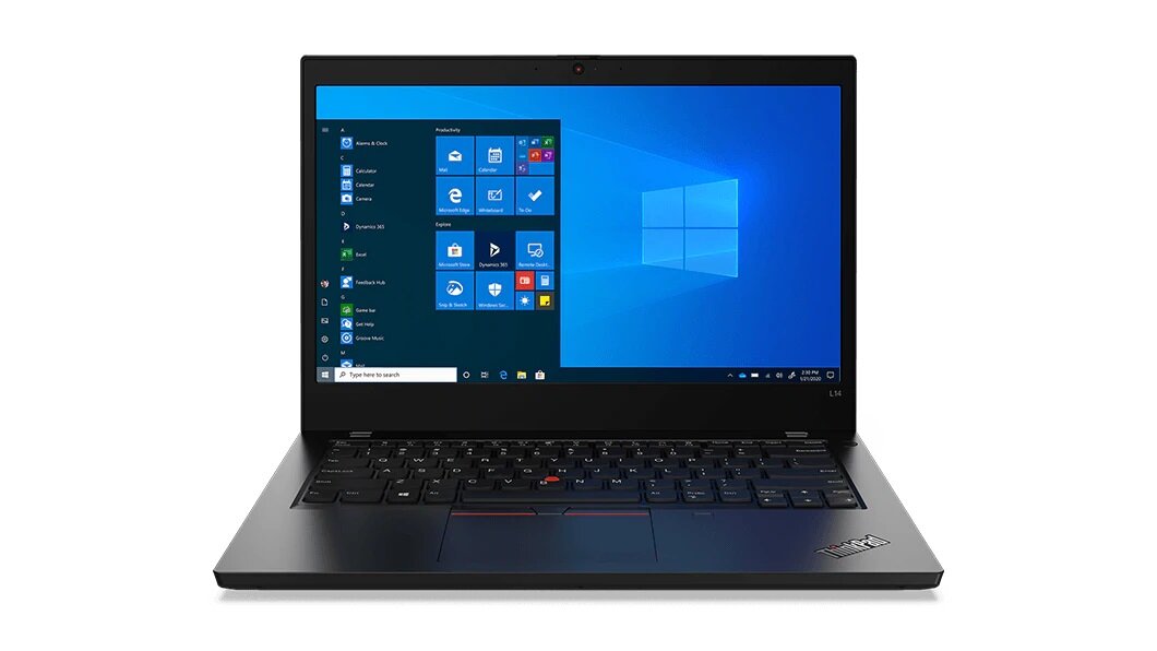 Laptop Lenovo ThinkPad L14 widok z przodu z włączonym menu start