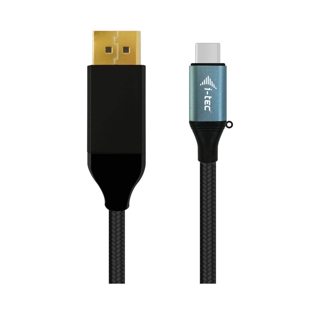 Kabel i-Tec C31CBLDP60HZ2M USB-C do Display Port 200 cm widok od frontu na białym tle