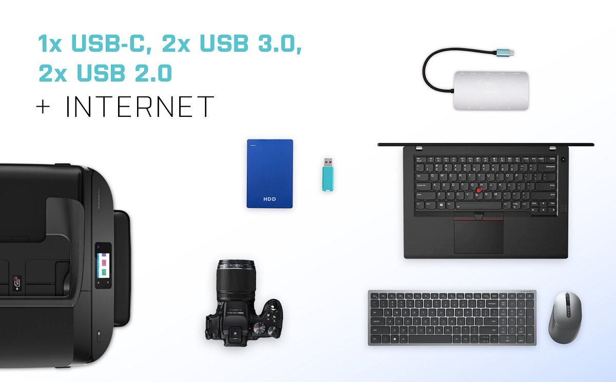 Stacja dokująca i-tec USB-C Metal Nano C31NANODOCKPROPD drukarka, aparat, dysk, laptop, klawiatura, mysz