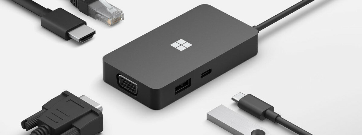 Stacja dokująca Microsoft Travel Hub USB-C możliwe podłączenia