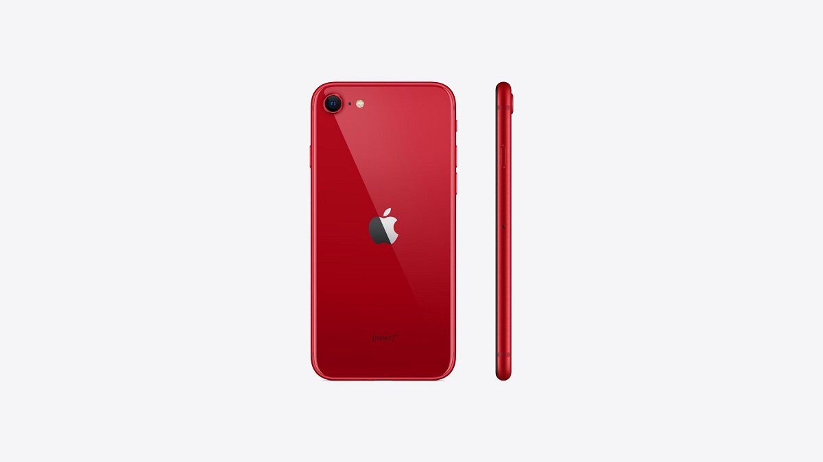 Smartfon Apple iPhone SE 64 GB (PRODUCT)RED widok od tyłu i od boku