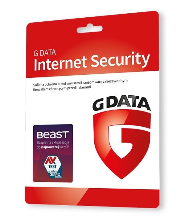  Karta aktywacyjna G DATA INTERNET SECURITY 2PC 1 ROK front opakowania