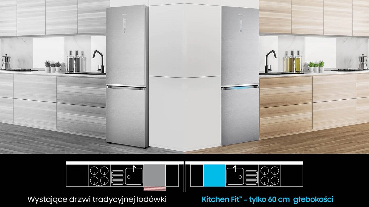 Lodówka Samsung KitchenFit RB36R872PB1 Czarna stojąca w kuchni