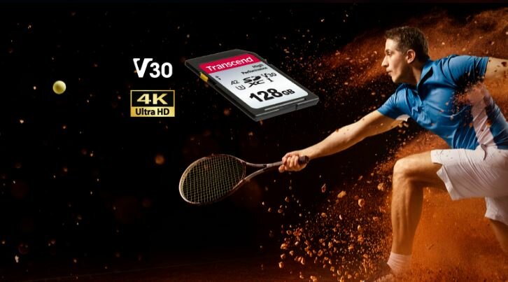 Karta Pamięci Transcend SDXC  330S 128GB TS128GSDC330S grający tenisista