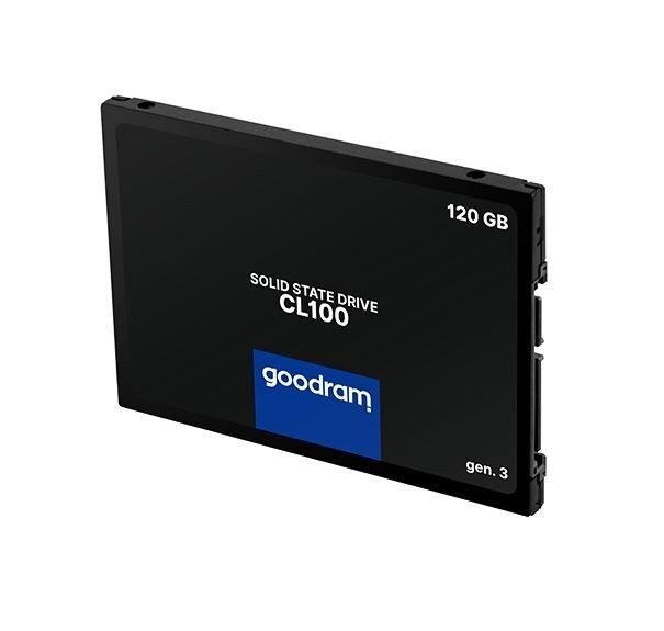 Dysk SSD Goodram CL100 gen. 3 120GB widok od przodu pod skosem w poziomie