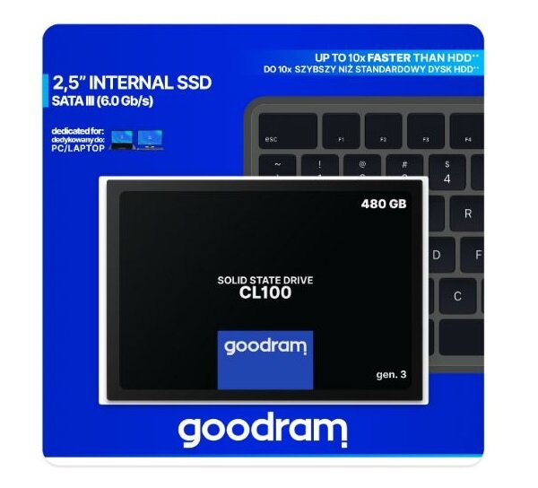 Dysk SSD Goodram CL100 gen. 3 480GB SSDPR-CL100-480-G3 opakowanie od przodu