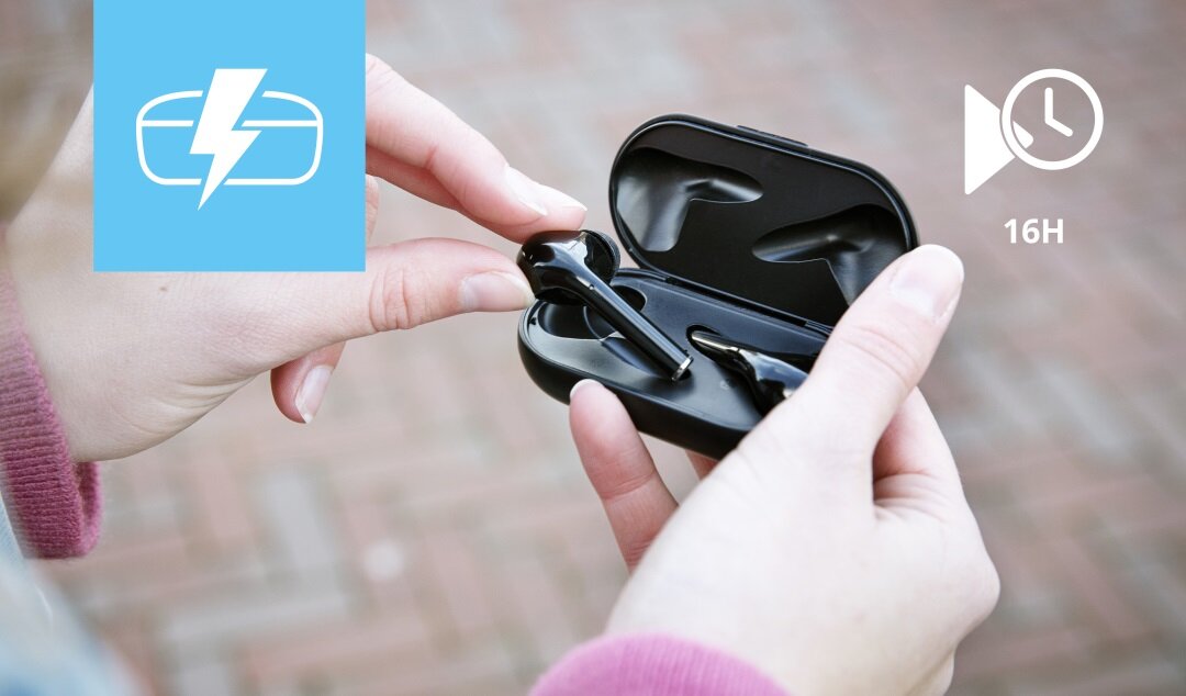 Słuchawki bezprzewodowe Trust Nika Touch Bluetooth czarne słuchawki w ładowarce