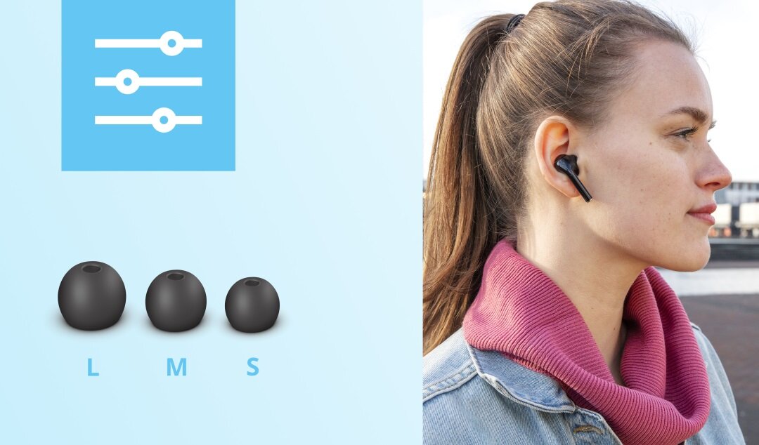 Słuchawki bezprzewodowe Trust Nika Touch Bluetooth czarne nasadki w 3 rozmiarach