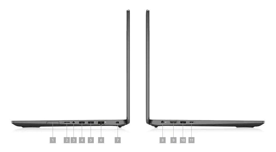Notebook Dell Latitude 3510 N011L351015EMEA Core i5-10210U 8 GB 256 GB W10P czarny widok na porty dostępne po bokach