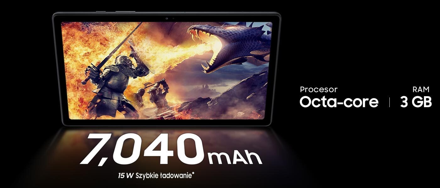 Tablet Samsung Galaxy Tab A7 srebrny widok na ekran wizualizacja gry