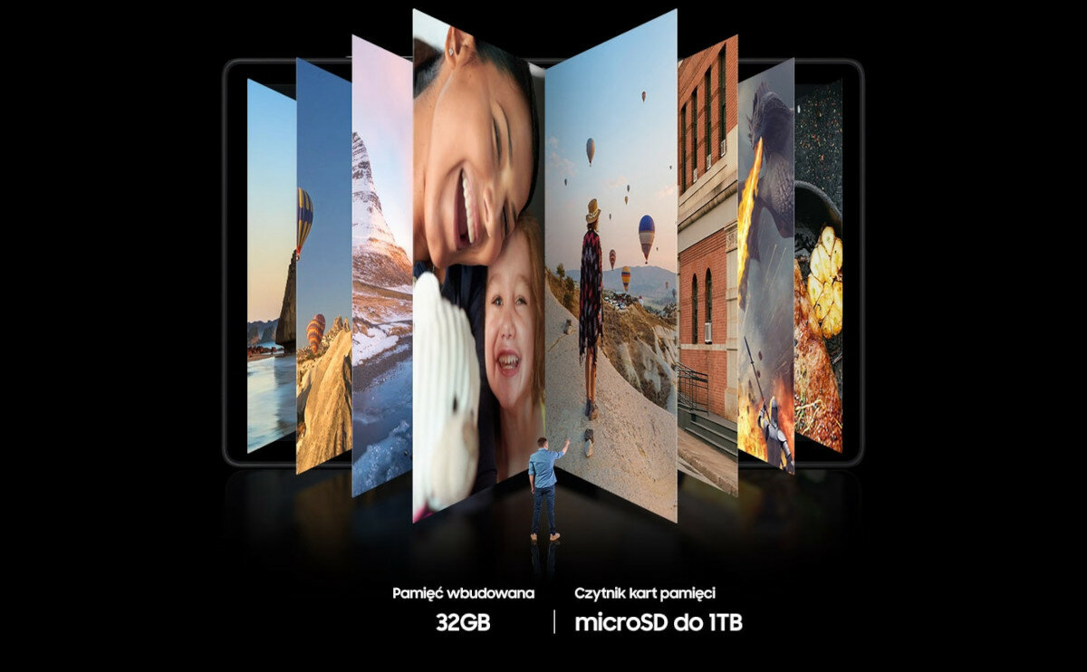Tablet Samsung Galaxy Tab A7 T500 wizualizacja obrazów przewijanych na tablecie