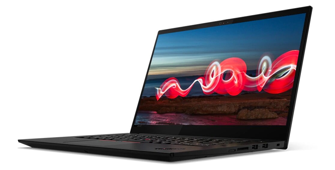 Laptop Lenovo ThinkPad X1 Extreme 3. generacji widok od frontu z grafiką na ekranie