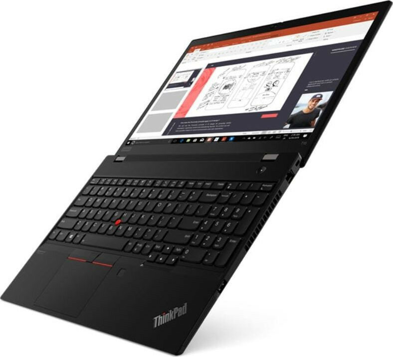 Laptop Lenovo ThinkPad T15 G1 20S6003TPB laptop pod kątem od prawej strony, otwarty kąt 180°