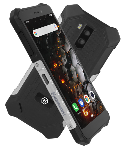 MyPhone Hammer Iron 3 LTE Srebrny widok na prawy bok i tył