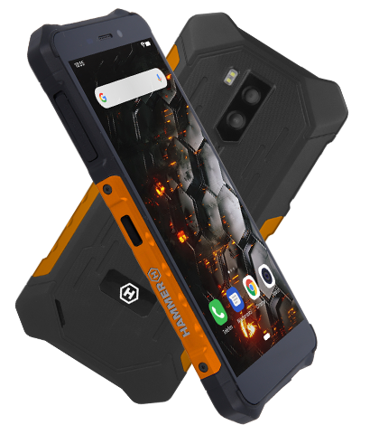 MyPhone Hammer Iron 3 LTE Pomarańczowy widok na prawy bok i tył