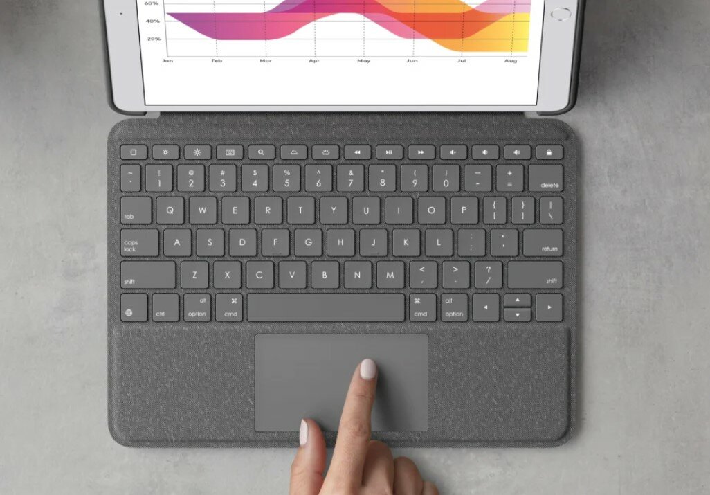 Etui z klawiaturą Logitech Combo Touch do Ipad 7 generacji klawiatura i przyciski