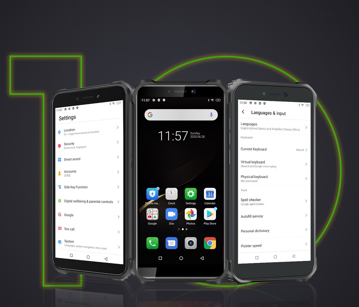 Smartfon Oukitel WP5 Pro 4/64 GB czarny widok trzech smartfonów