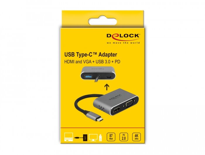 Adapter Delock 64074 USB-C - HDMI/VGA/USB3.0/PD AKDONASD0100 opakowanie