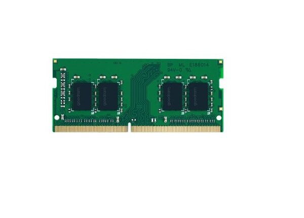 Pamięć GoodRam DDR4 SODIMM 16GB 3200Mhz CL22 GR3200S464L22/16G widok pamięci od przodu w poziomie