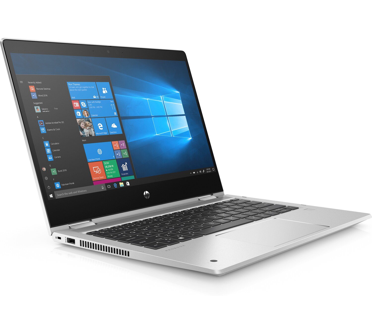 Notebook HP ProBook x360 435 G7 srebrny widok na ekran od prawego boku