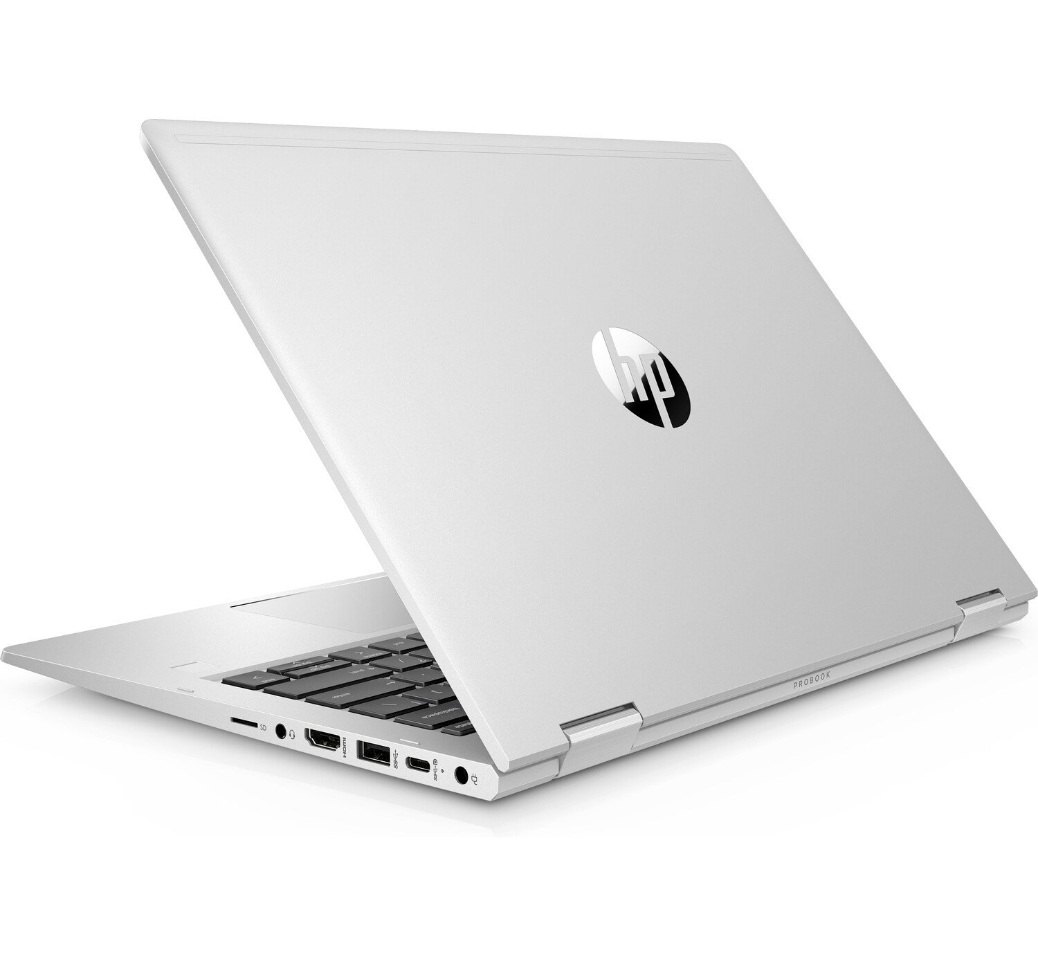 Notebook HP ProBook x360 435 G7 srebrny widok pod kątem na pokrywę matrycy