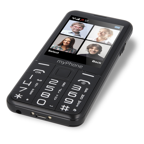 telefon myPhone HALO Q 4family czarny widok od dołu na telefon w poziomie
