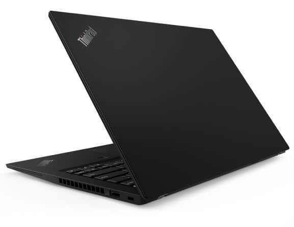 Laptop Lenovo ThinkPad T14s czarny widok na uchyloną pokrywę matrycy