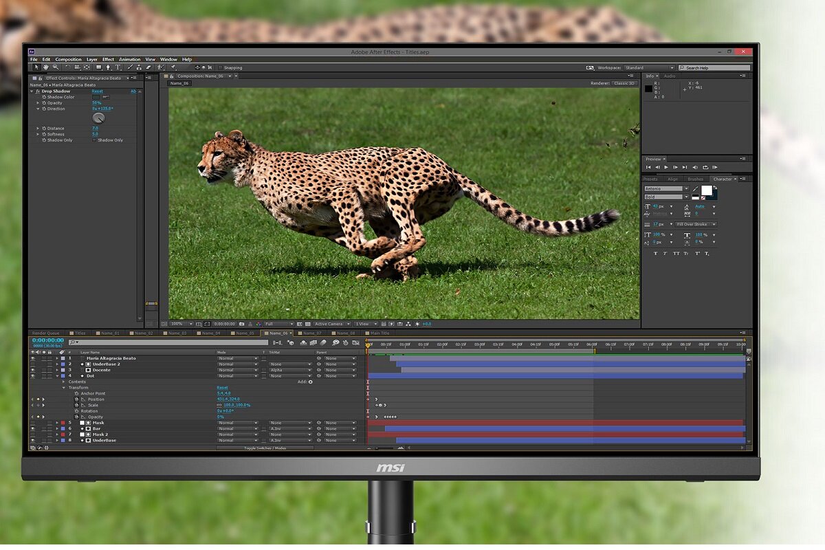 Monitor MSI Creator PS321QR widok od przodu z tygrysem na ekranie