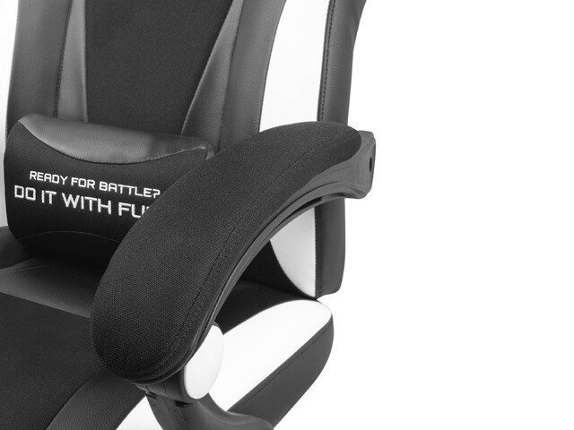 Krzesło gamingowe Fury Avenger M+ czarno-białe poduszka lędźwiowa