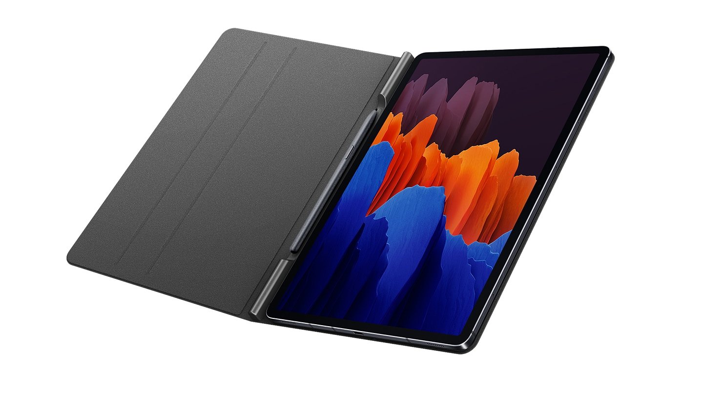  Etui Samsung Book Cover Dark Gray do Galaxy Tab S7+ otwarte 