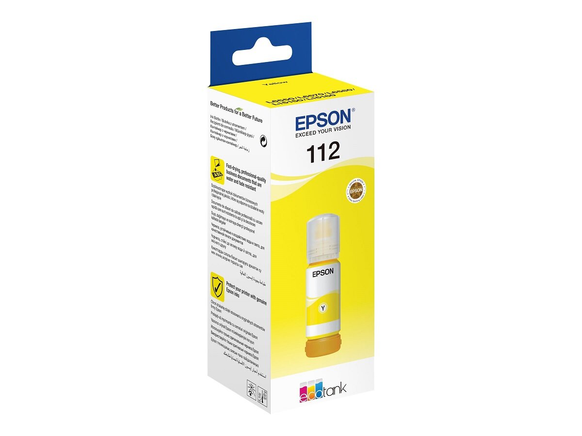 Tusz Epson EcoTank 112 żółty w pudełku lekko od boku