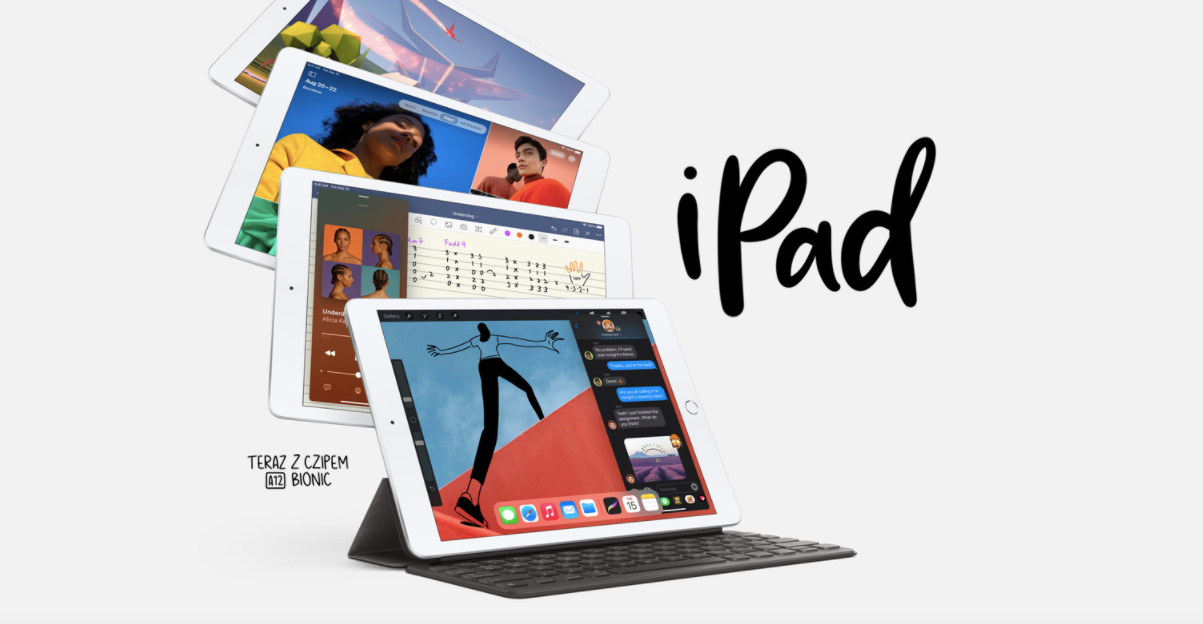 Tablet Apple iPad 10.2 Wi-Fi widok od przodu pod różnymi kątami