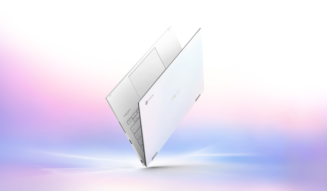 Notebook ASUS Chromebook Flip C436 biały widok na pokrywę matrycy