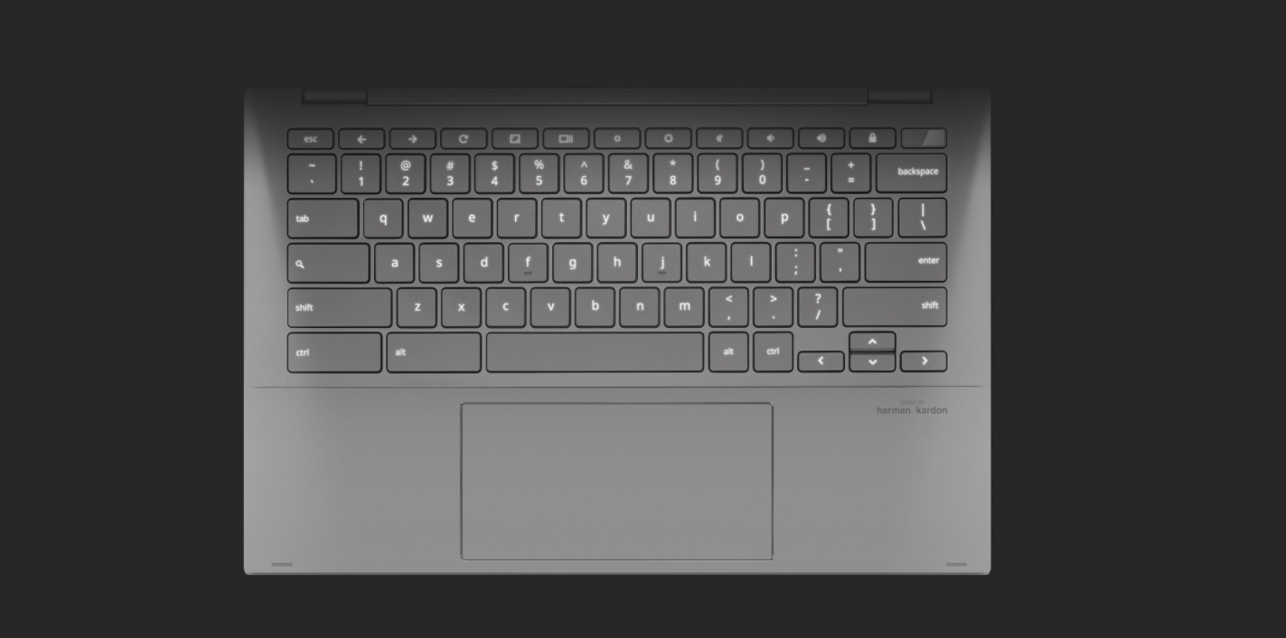 Notebook ASUS Chromebook Flip C436 srebrny widok od góry na klawiaturę