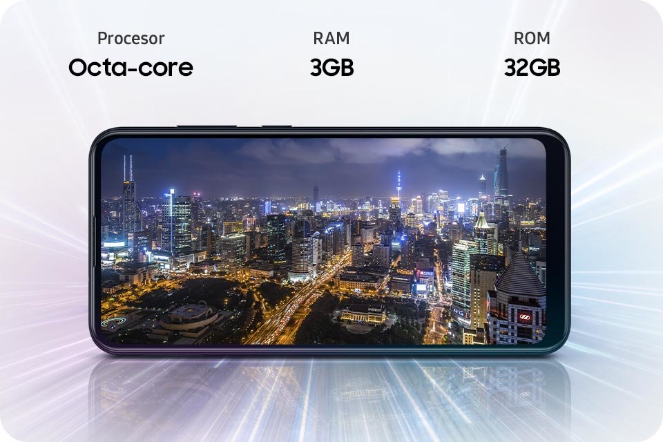 Smartfon Samsung Galaxy M11 SM-M115F widok na ekran w pozycji poziomej widok od przodu