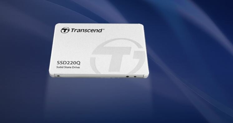 Dysk SSD Transcend SSD220Q 500GB TS500GSSD220Q dysk na niebieskim tle