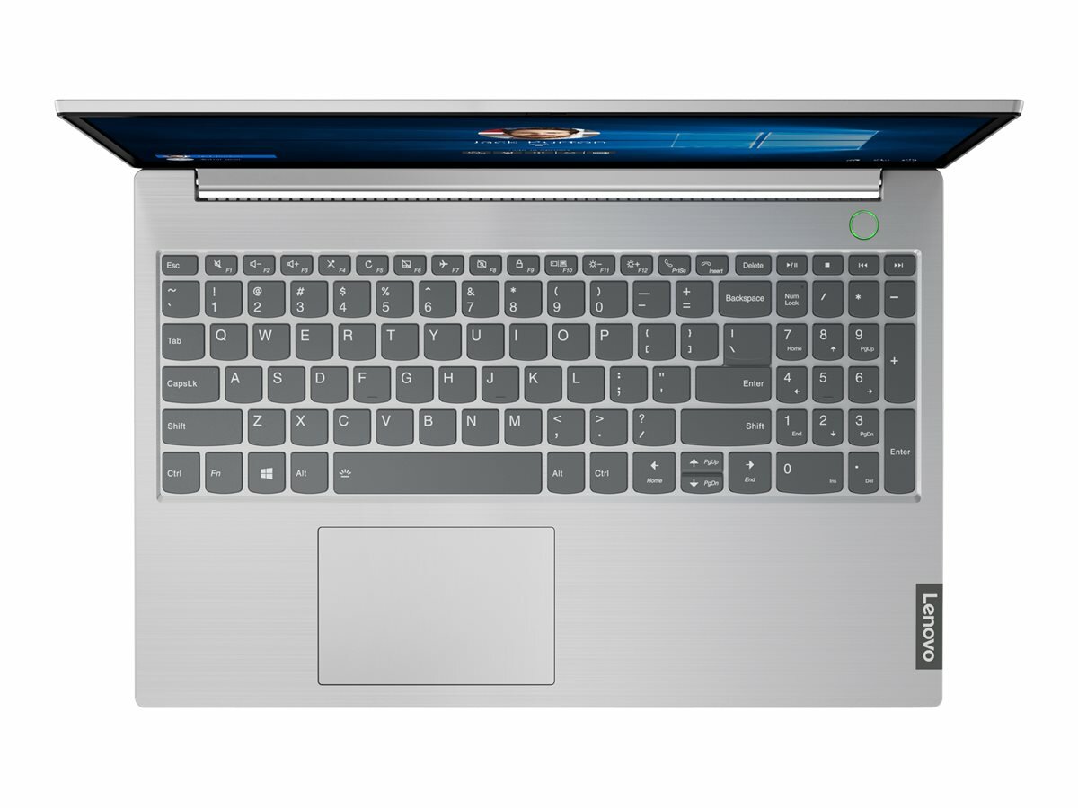 Laptop LENOVO ThinkBook 15-IIL 20SM00CYPB i5-1035G1 | 15.6 FHD | 8GB | 512GB | W10P srebrny widok od góry na klawiaturę