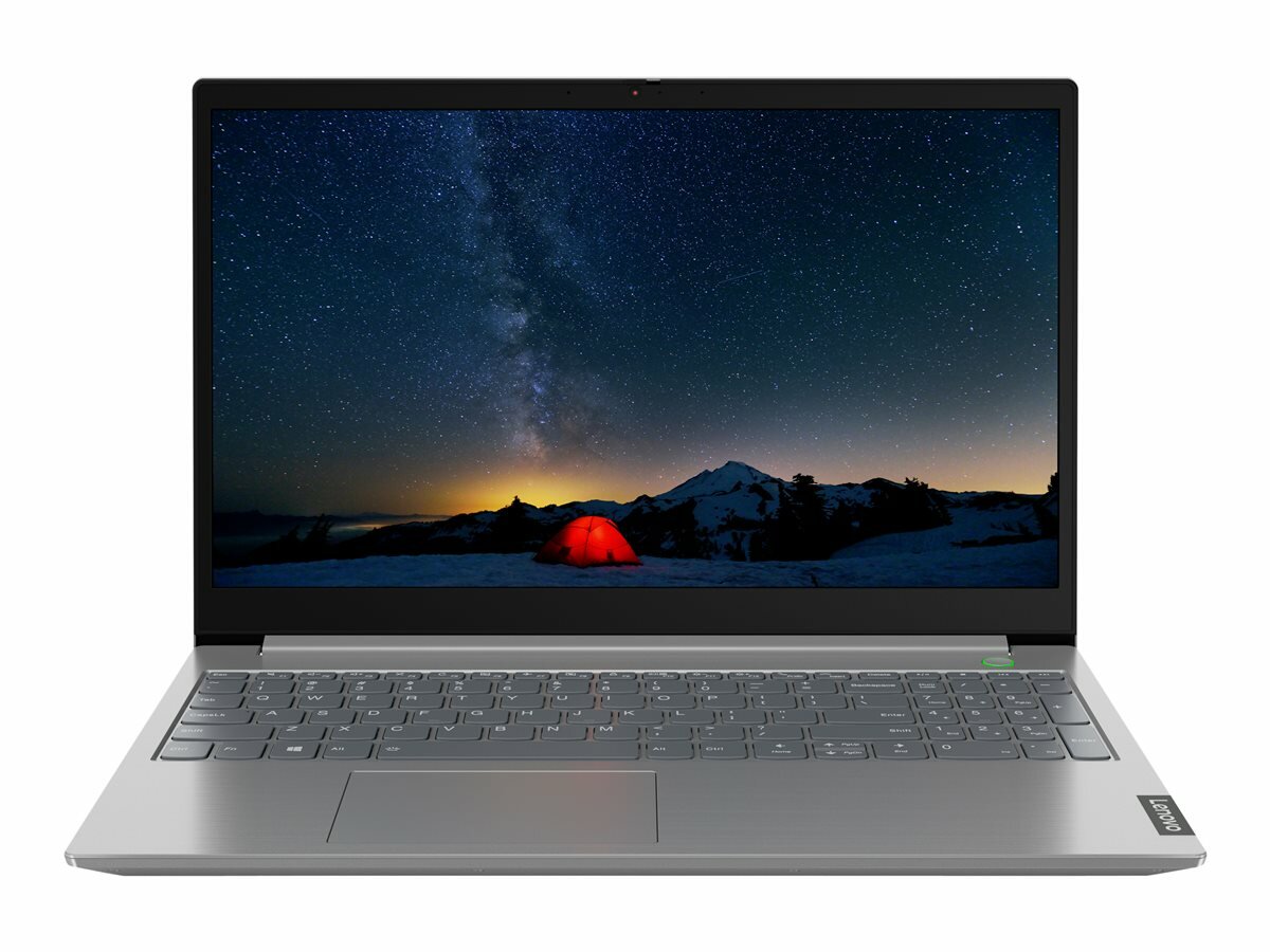 Laptop LENOVO ThinkBook 15-IIL 20SM00CYPB i5-1035G1 | 15.6 FHD | 8GB | 512GB | W10P srebrny widok od przodu na ekran